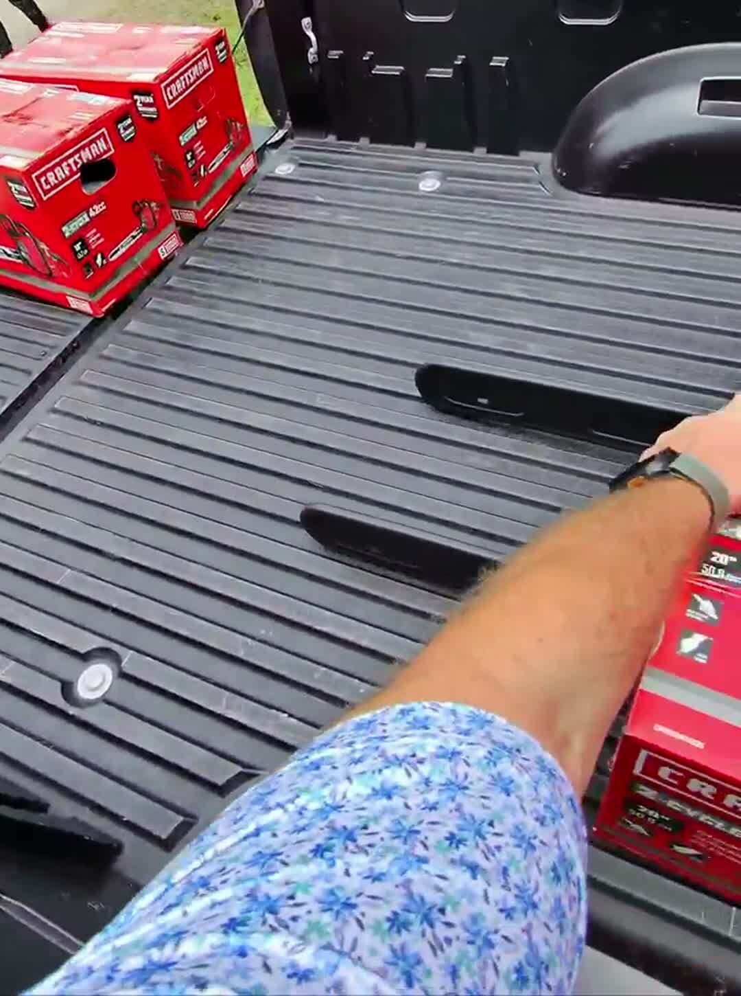 Unloading chainsaws from the 254 Floors truck in Leander after the 2025 floods