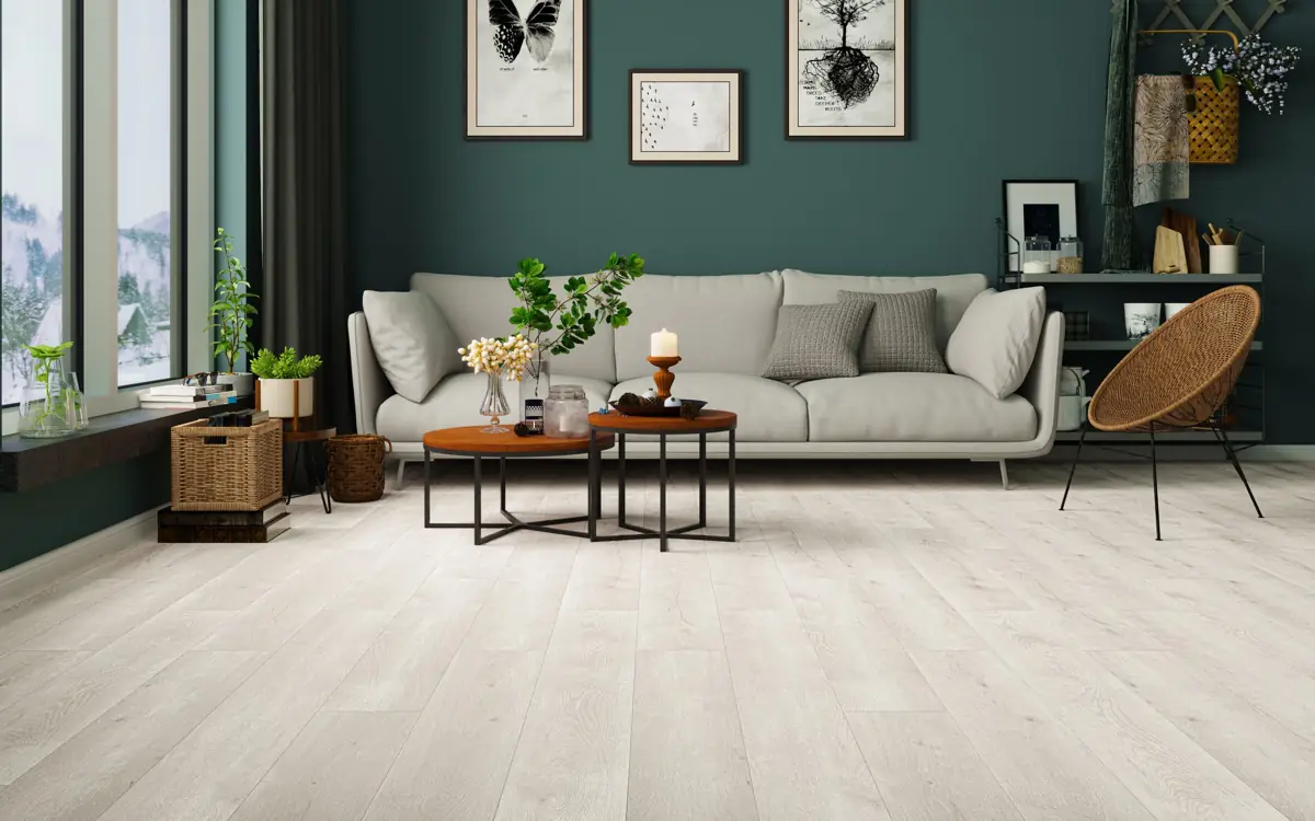 Chardonnay vinyl plank in a living room - room visualizer preview, 254 Floors