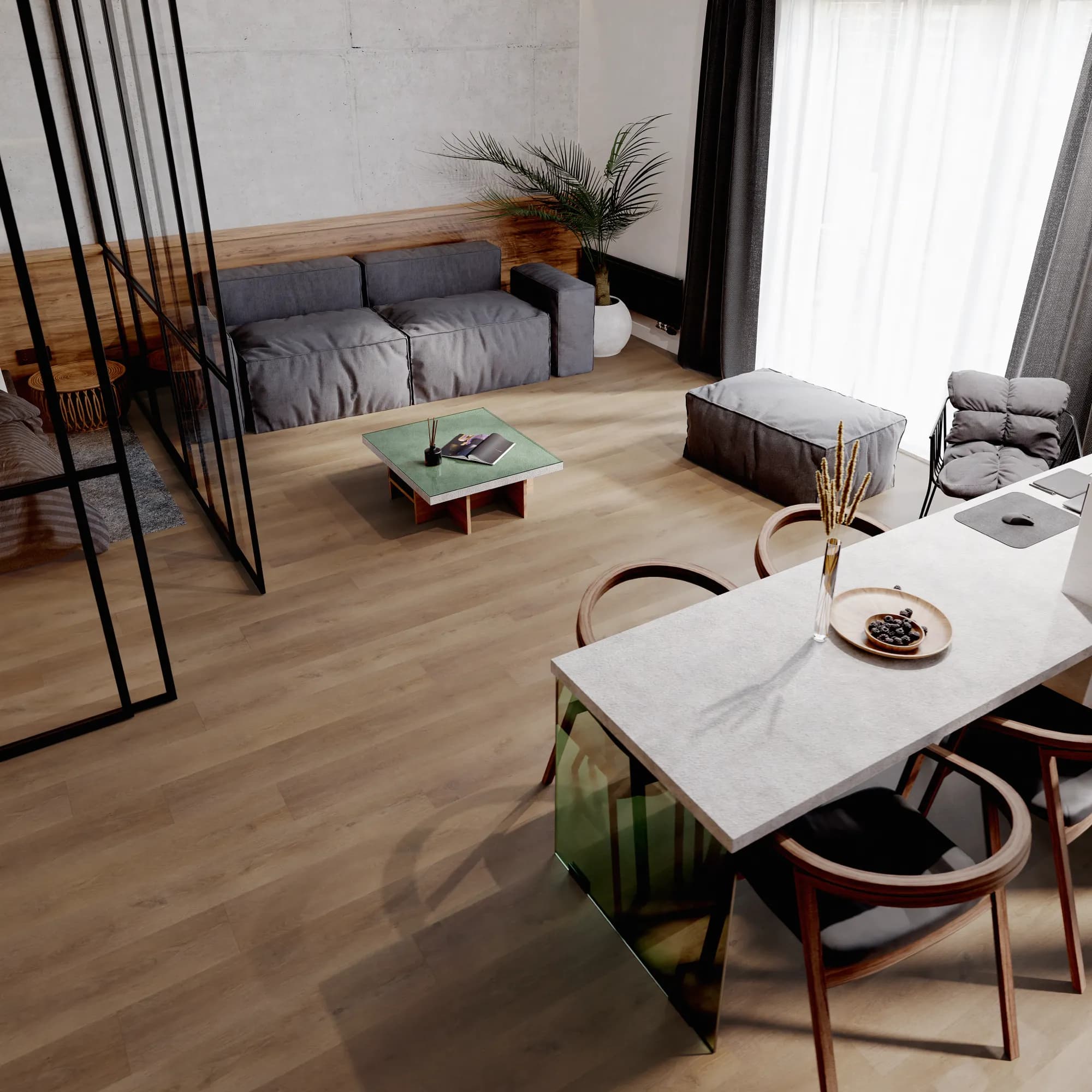 Coronado LooseLay Vinyl room scene - InstaGrip 28 LooseLay Urban Surfaces looselay LVT vinyl plank flooring | 254 Floors Waco TX wholesale