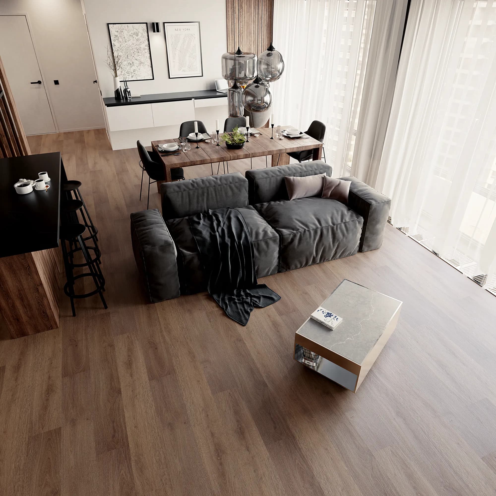 Hollister LooseLay Vinyl room scene - InstaGrip 28 LooseLay Urban Surfaces looselay LVT vinyl plank flooring | 254 Floors Waco TX wholesale