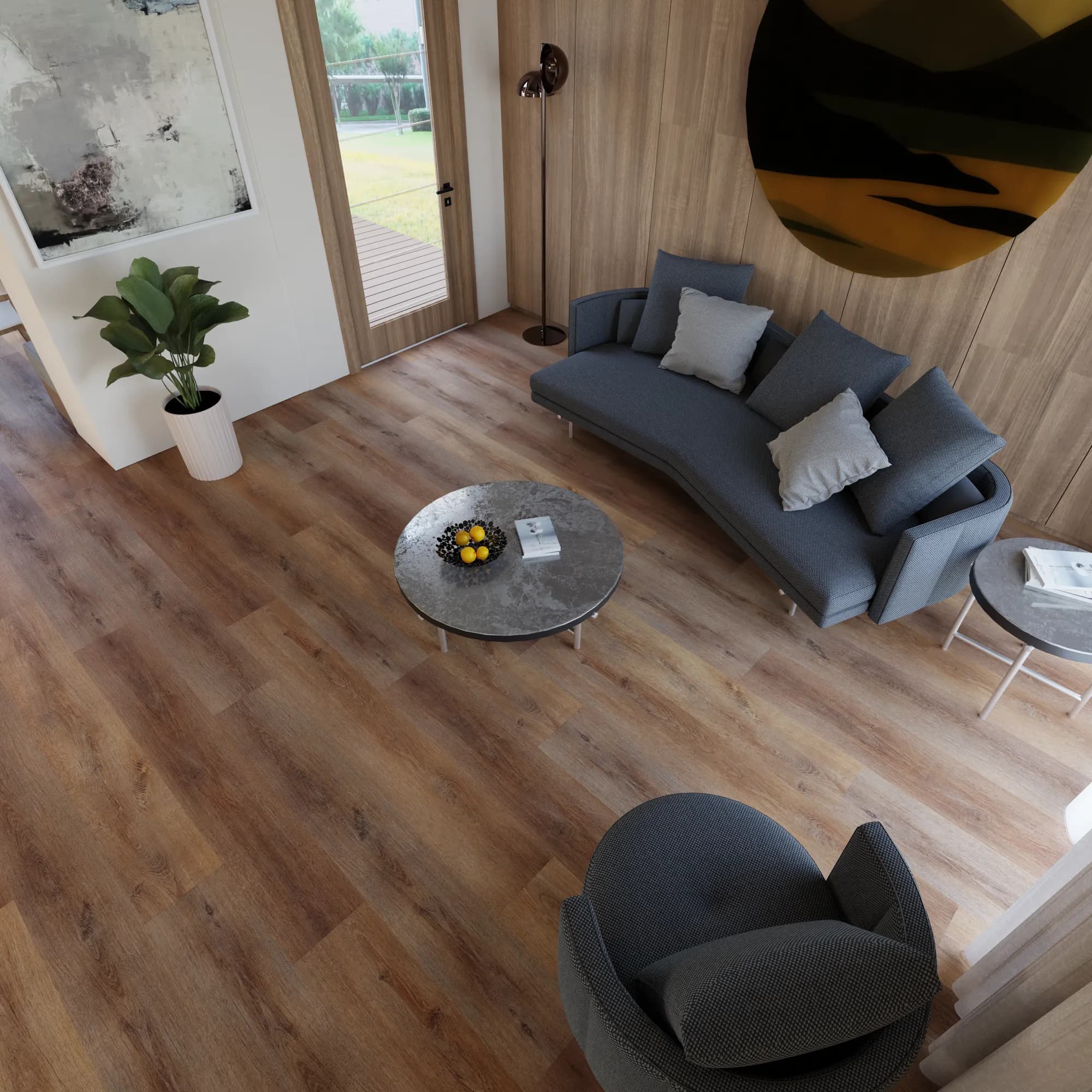 Doheny LooseLay Vinyl room scene - InstaGrip 28 LooseLay Urban Surfaces looselay LVT vinyl plank flooring | 254 Floors Waco TX wholesale
