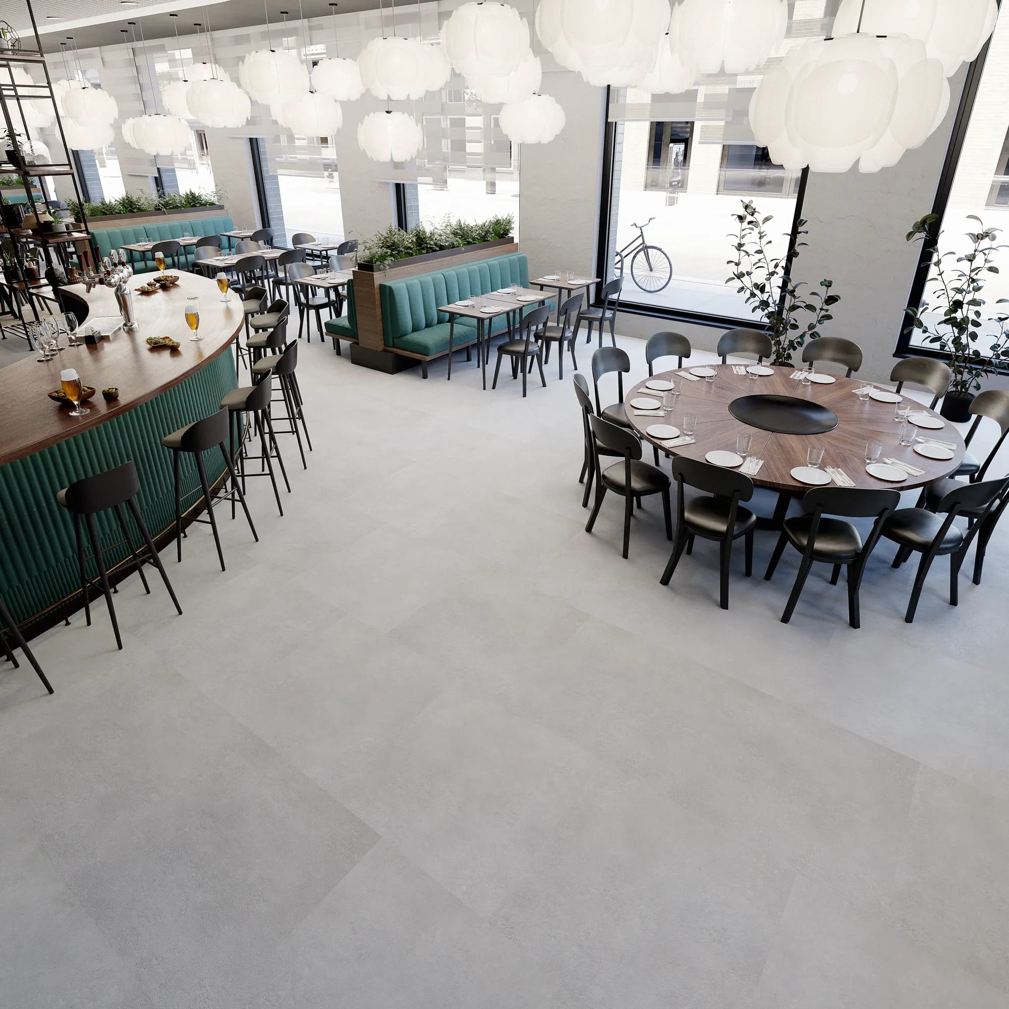 Stratus LooseLay Vinyl room scene - InstaGrip 28 Tile LooseLay Urban Surfaces looselay LVT vinyl plank flooring | 254 Floors Waco TX wholesale