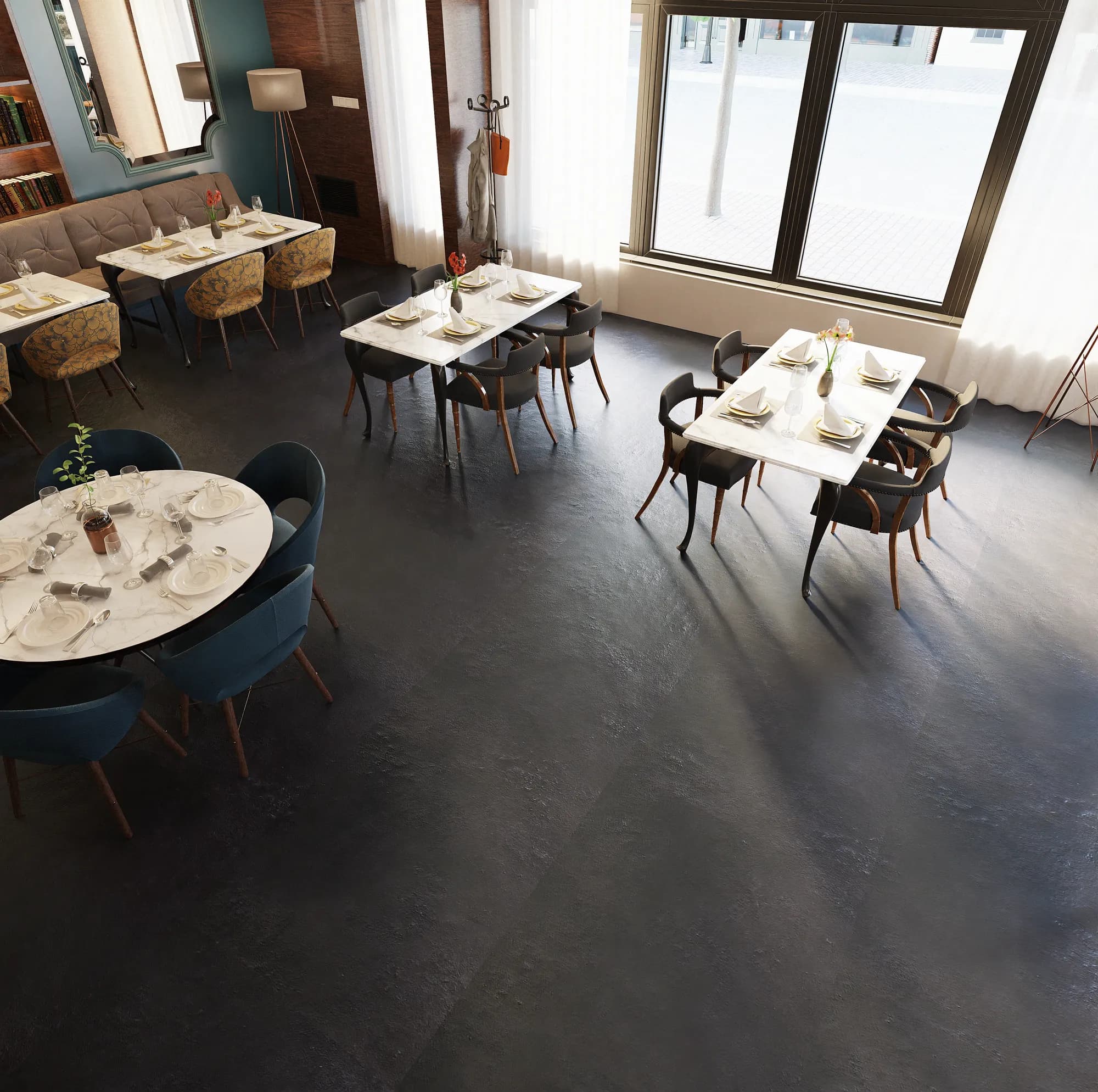 Eclipse LooseLay Vinyl room scene - InstaGrip 28 Tile LooseLay Urban Surfaces looselay LVT vinyl plank flooring | 254 Floors Waco TX wholesale