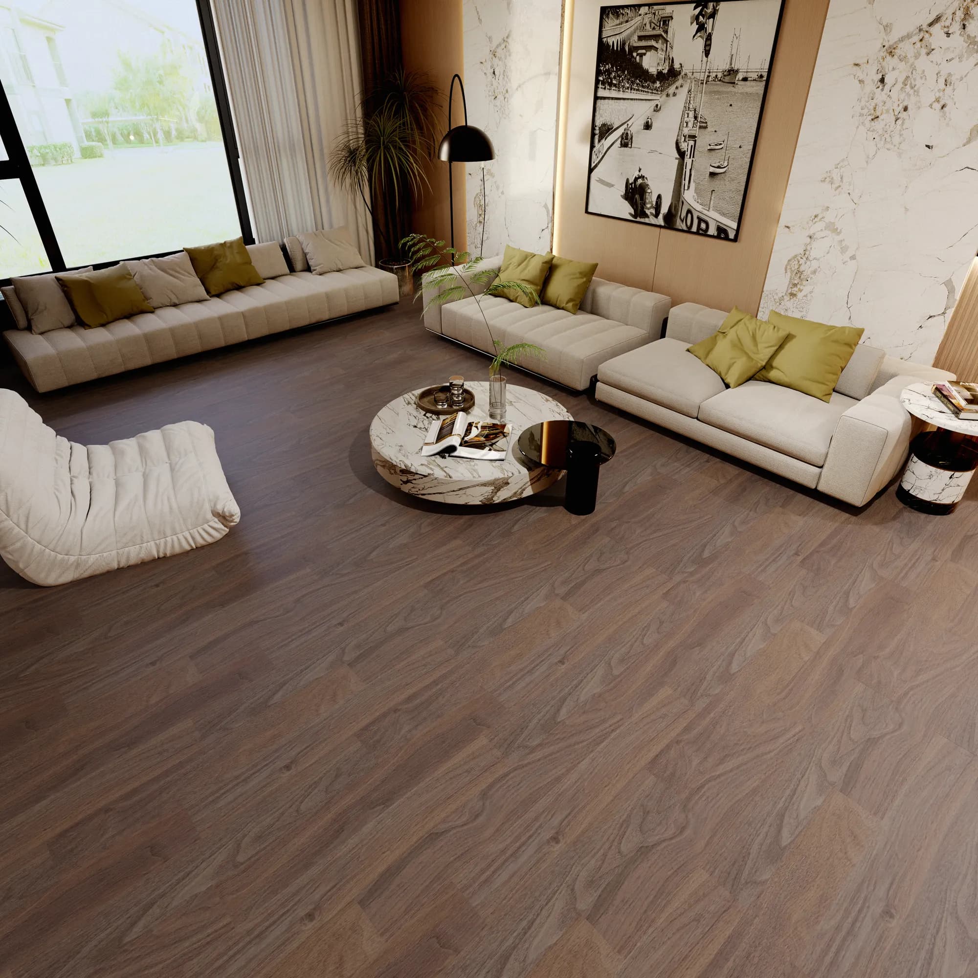 West Broadway LooseLay Vinyl room scene - InstaGrip 20 LooseLay Urban Surfaces looselay LVT vinyl plank flooring | 254 Floors Waco TX wholesale