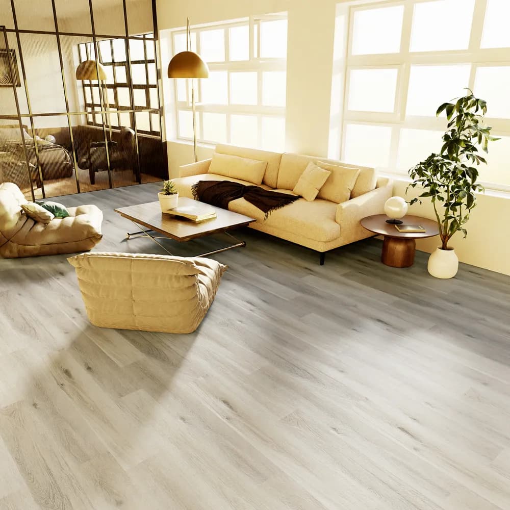 Pearl GlueDown Vinyl room scene - Studio 12 GlueDown Urban Surfaces gluedown looselay LVT vinyl plank flooring | 254 Floors Waco TX wholesale