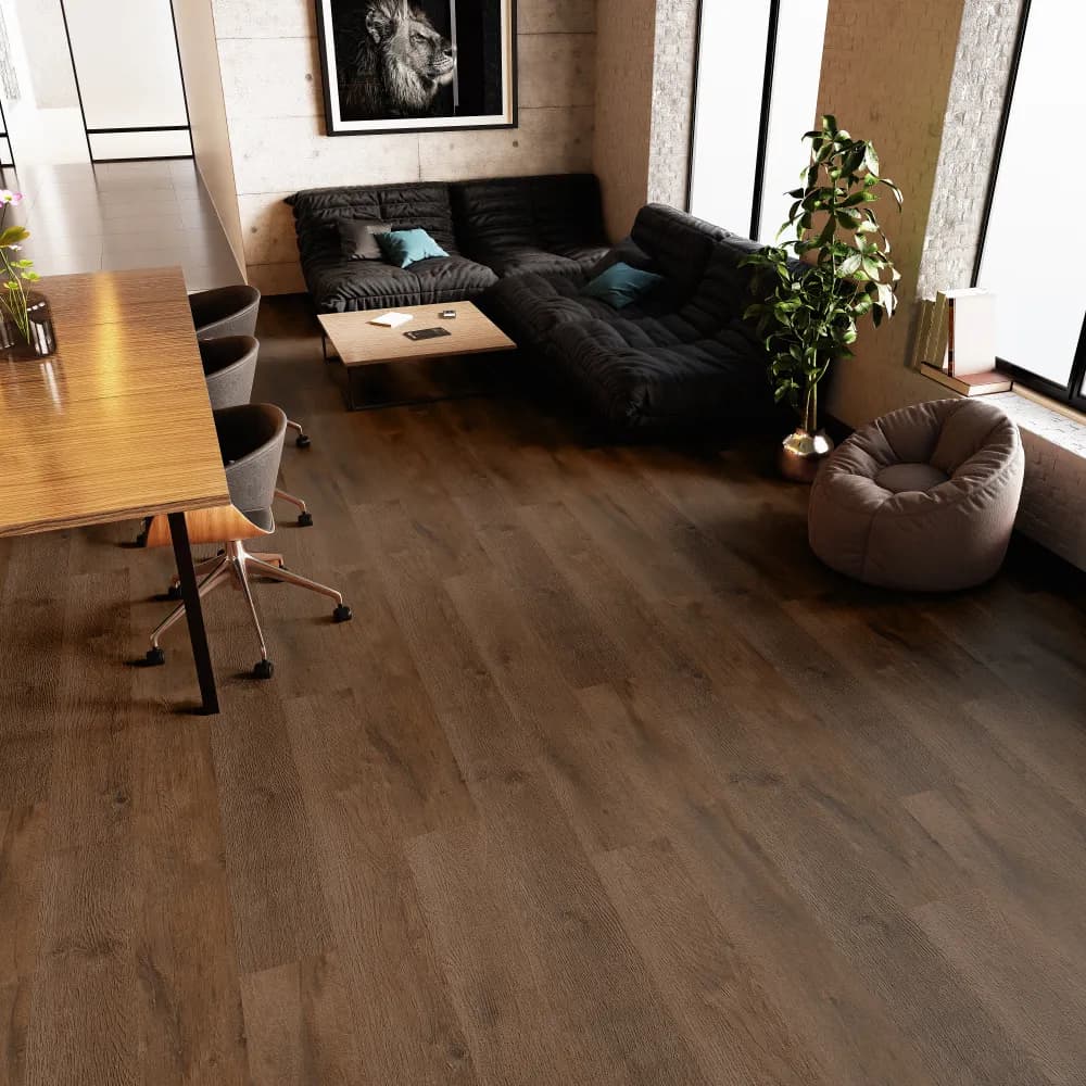 Chestnut GlueDown Vinyl room scene - Studio 12 GlueDown Urban Surfaces gluedown looselay LVT vinyl plank flooring | 254 Floors Waco TX wholesale