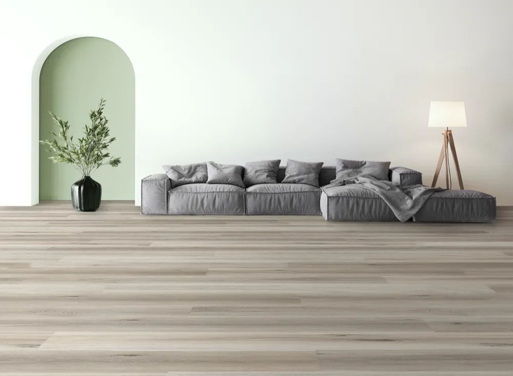Pearl Floating Vinyl room scene - Studio 12 Floating Urban Surfaces looselay floating LVT vinyl plank flooring | 254 Floors Waco TX wholesale