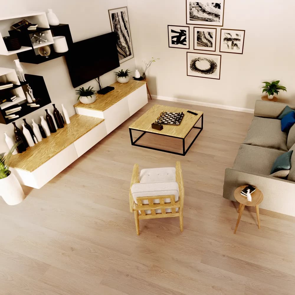 Sandpiper Spring Floating Vinyl room scene - Studio 12 Floating Urban Surfaces looselay floating LVT vinyl plank flooring | 254 Floors Waco TX wholesale