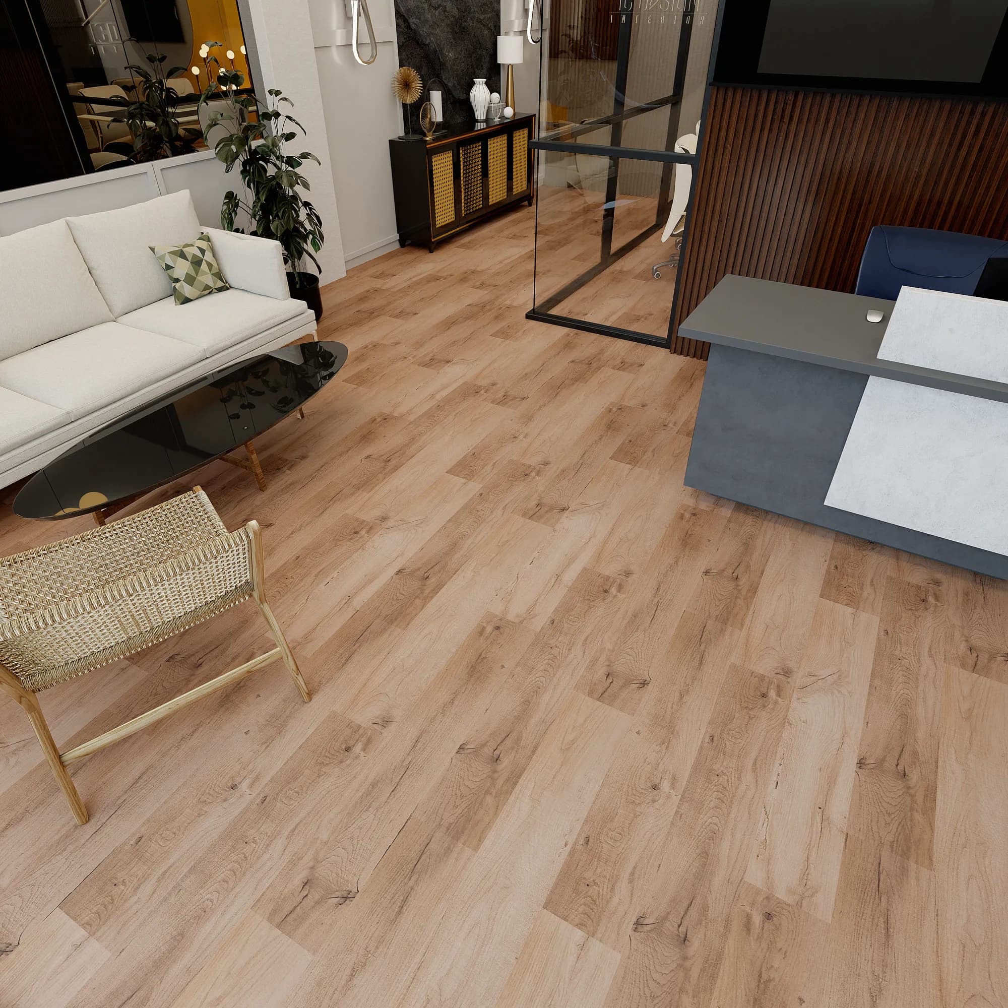 Boardwalk GlueDown Vinyl room scene - SoHo Square GlueDown Urban Surfaces gluedown looselay LVT vinyl plank flooring | 254 Floors Waco TX wholesale