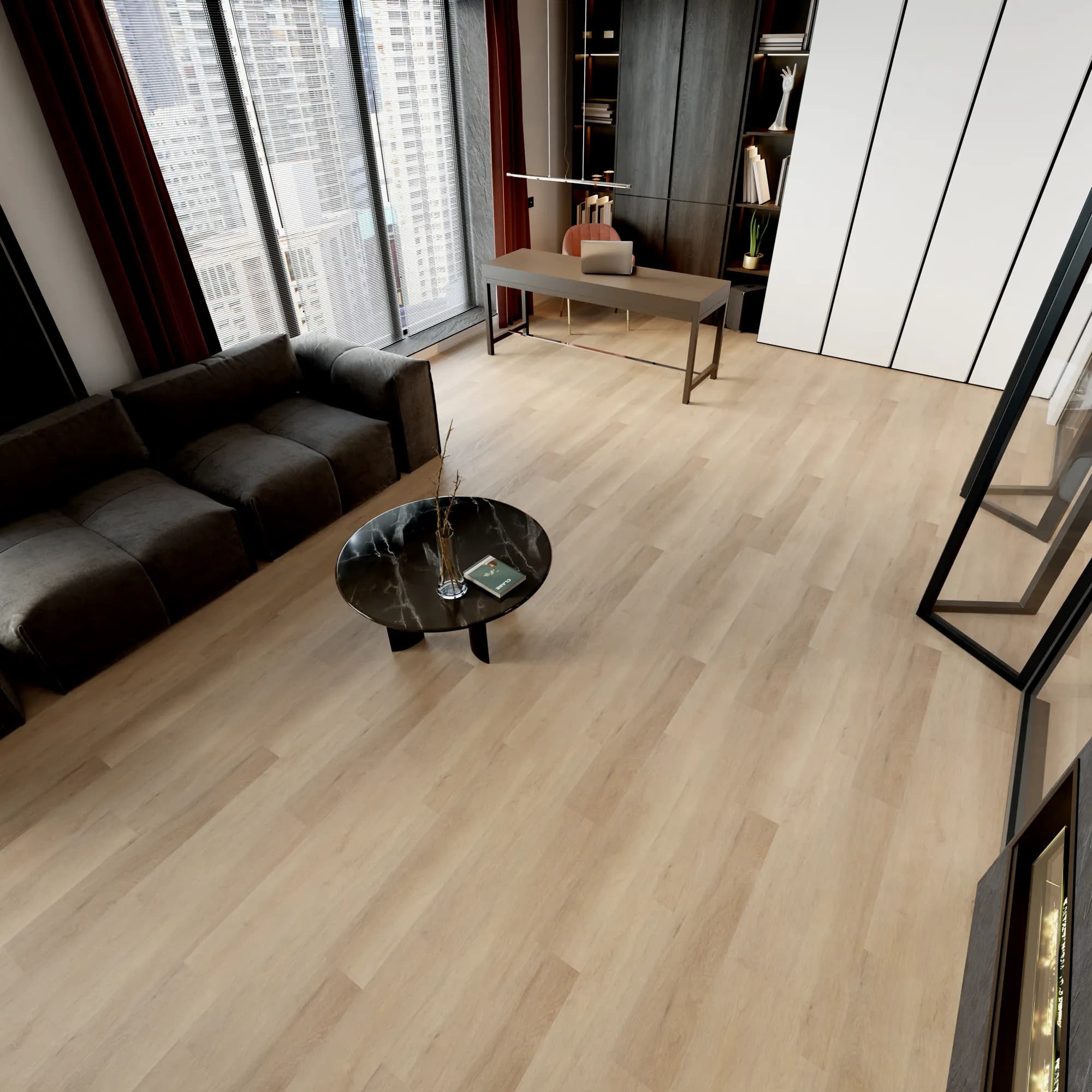 Briscoe GlueDown Vinyl room scene - Main Street GlueDown Urban Surfaces gluedown looselay LVT vinyl plank flooring | 254 Floors Waco TX wholesale
