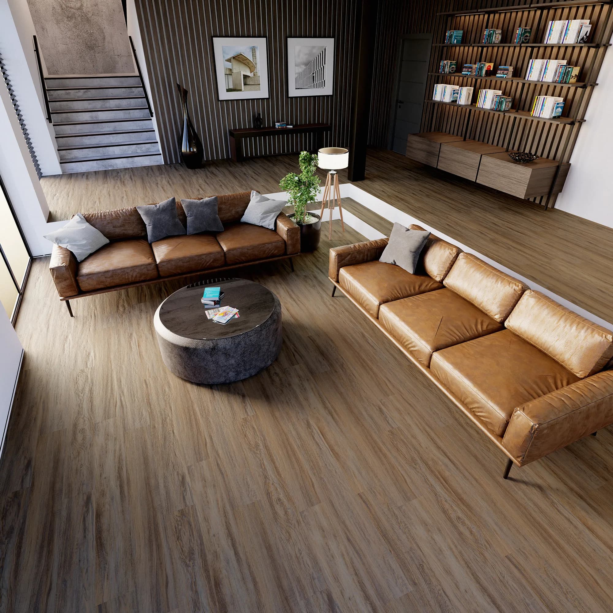 Monterey Floating Vinyl room scene - Sound-Tec Floating Urban Surfaces looselay floating LVT vinyl plank flooring | 254 Floors Waco TX wholesale