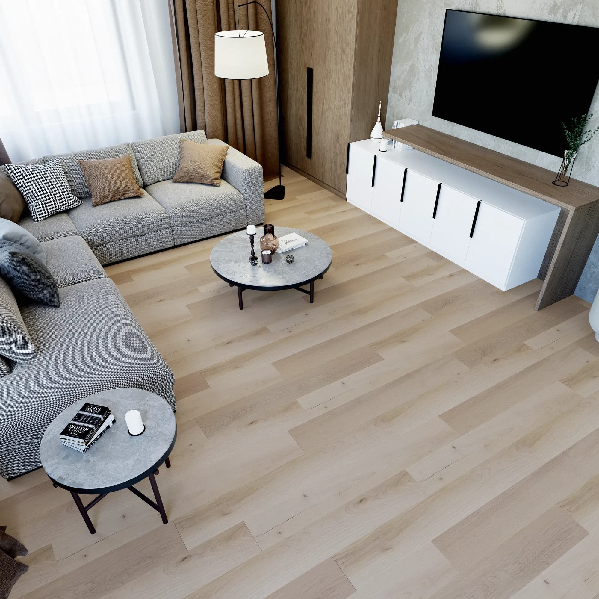 Caspian Heights Floating Vinyl room scene - Sound-Tec Floating Urban Surfaces looselay floating LVT vinyl plank flooring | 254 Floors Waco TX wholesale