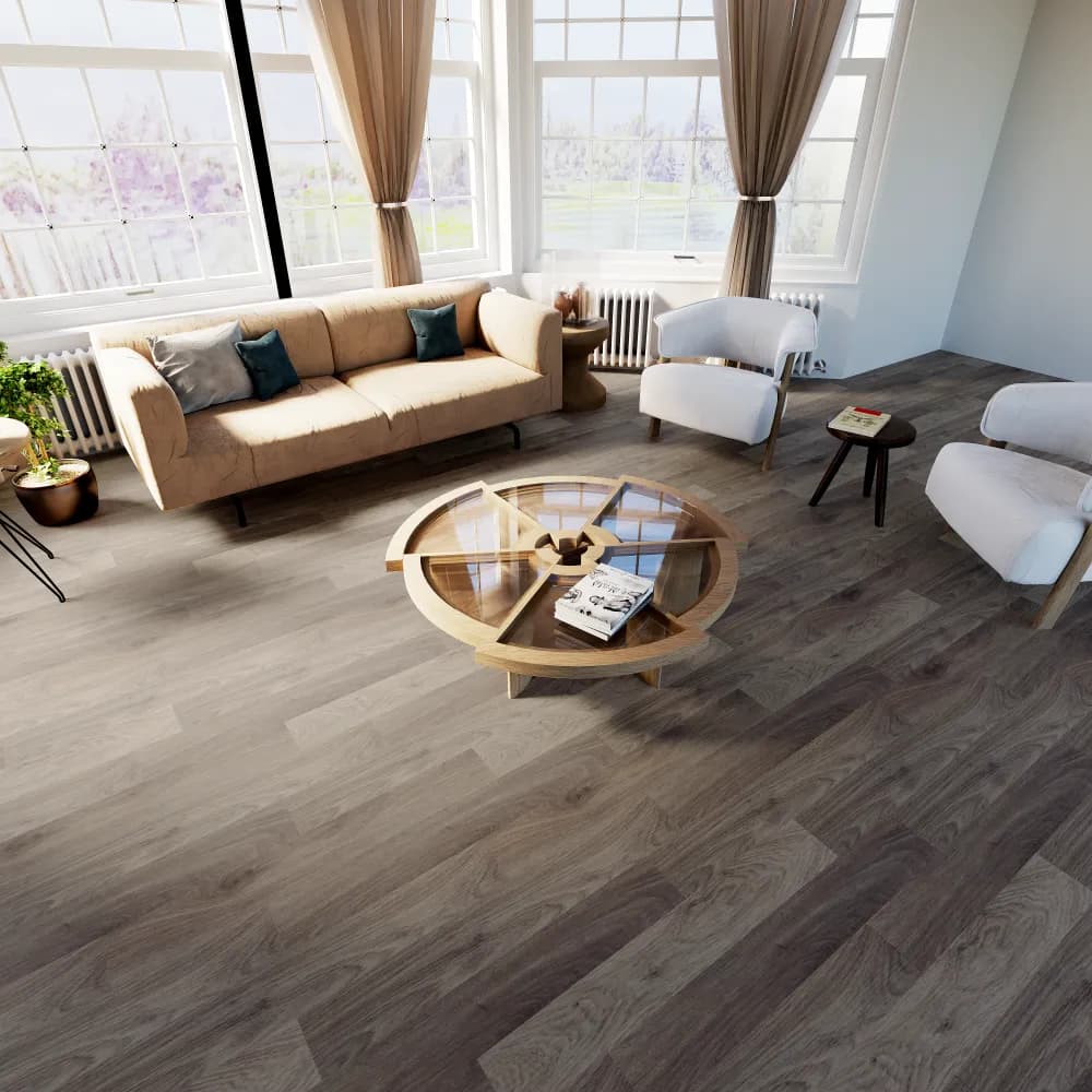 Courtland Alley Floating Vinyl room scene - Sound-Tec Floating Urban Surfaces looselay floating LVT vinyl plank flooring | 254 Floors Waco TX wholesale