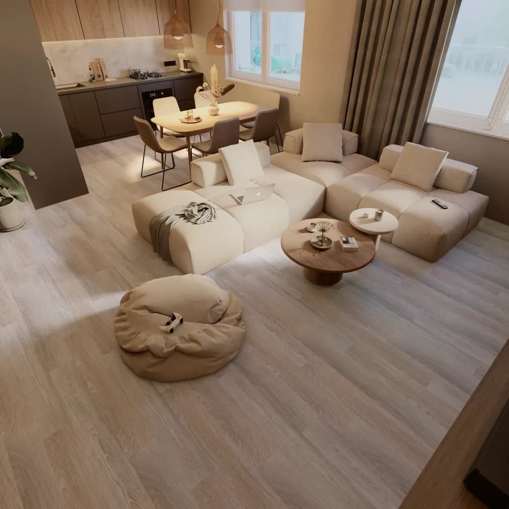 Avondale Floating Vinyl room scene - Sound-Tec Floating Urban Surfaces looselay floating LVT vinyl plank flooring | 254 Floors Waco TX wholesale