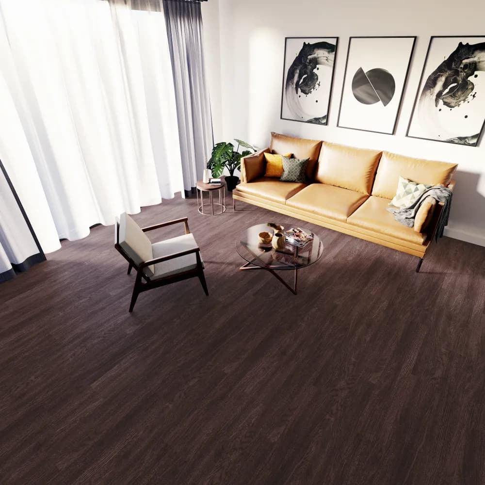 Midnight Grey Floating Vinyl room scene - Sound-Tec Floating Urban Surfaces looselay floating LVT vinyl plank flooring | 254 Floors Waco TX wholesale