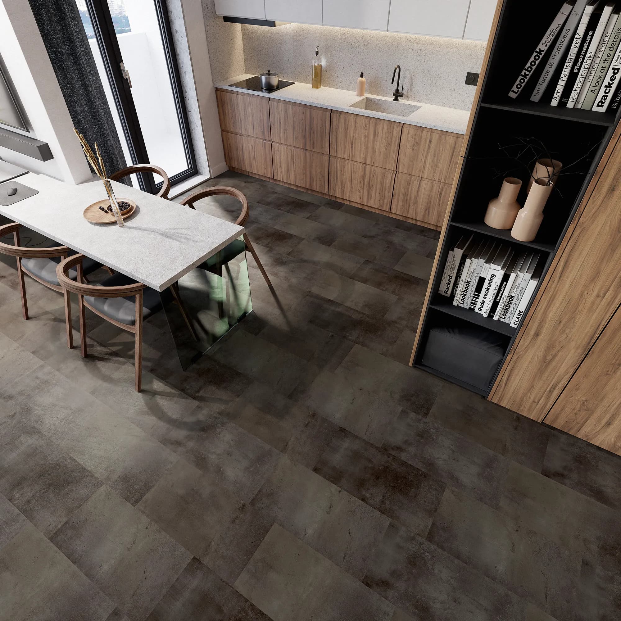 Obsidian Floating Vinyl room scene - Sound-Tec Tile Floating Urban Surfaces looselay floating LVT vinyl plank flooring | 254 Floors Waco TX wholesale