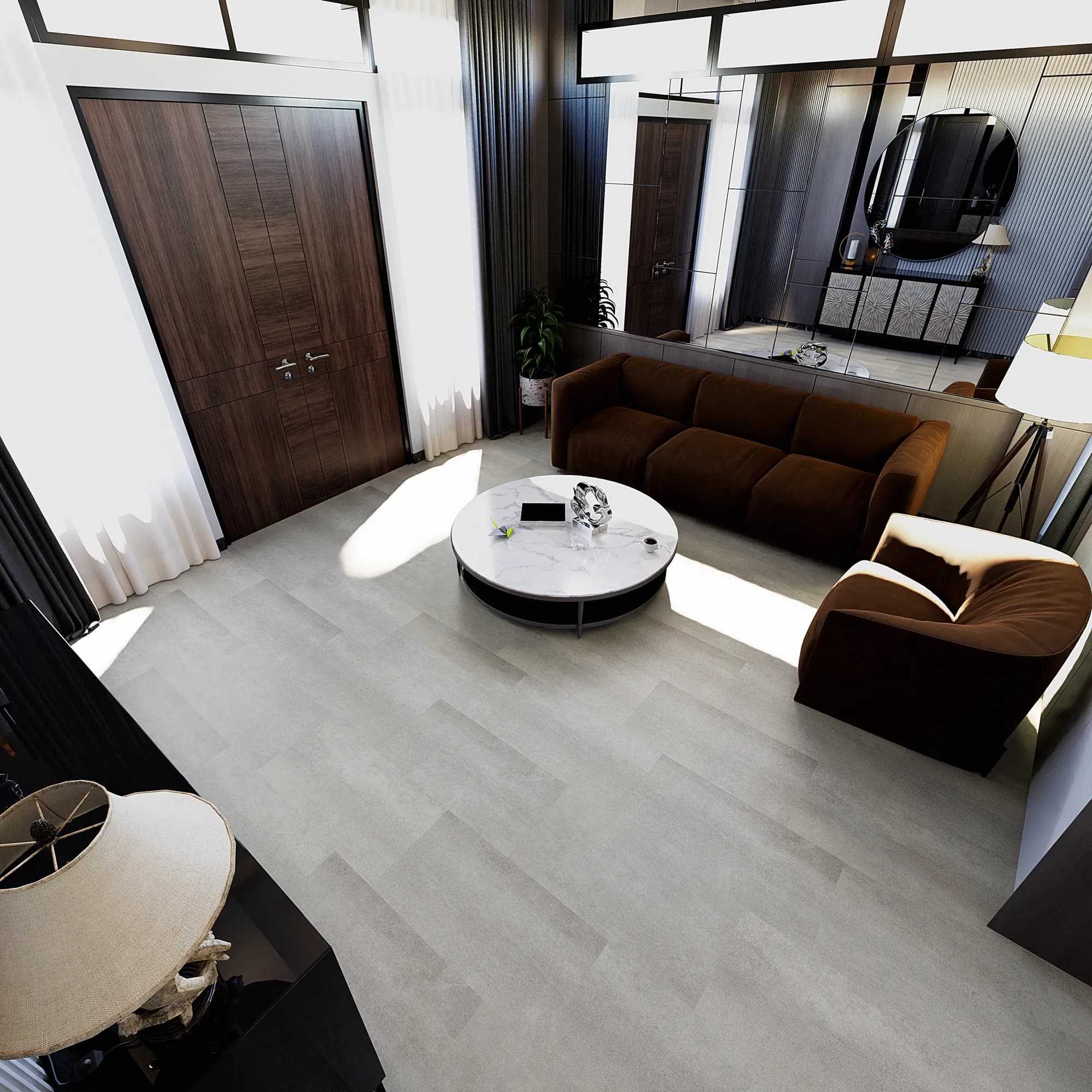 Luna Floating Vinyl room scene - Sound-Tec Tile Floating Urban Surfaces looselay floating LVT vinyl plank flooring | 254 Floors Waco TX wholesale