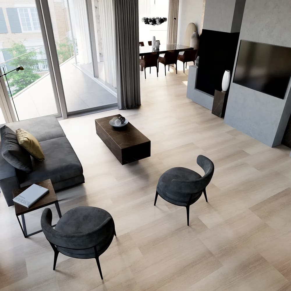 Solstice Floating Vinyl room scene - Sound-Tec Tile Floating Urban Surfaces looselay floating LVT vinyl plank flooring | 254 Floors Waco TX wholesale