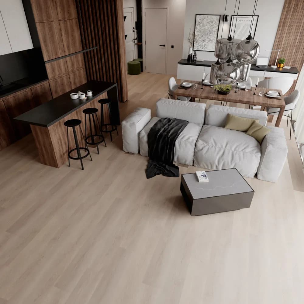 Biscayne Bay Floating Vinyl room scene - Sound-Tec Plus Floating Urban Surfaces looselay floating LVT vinyl plank flooring | 254 Floors Waco TX wholesale
