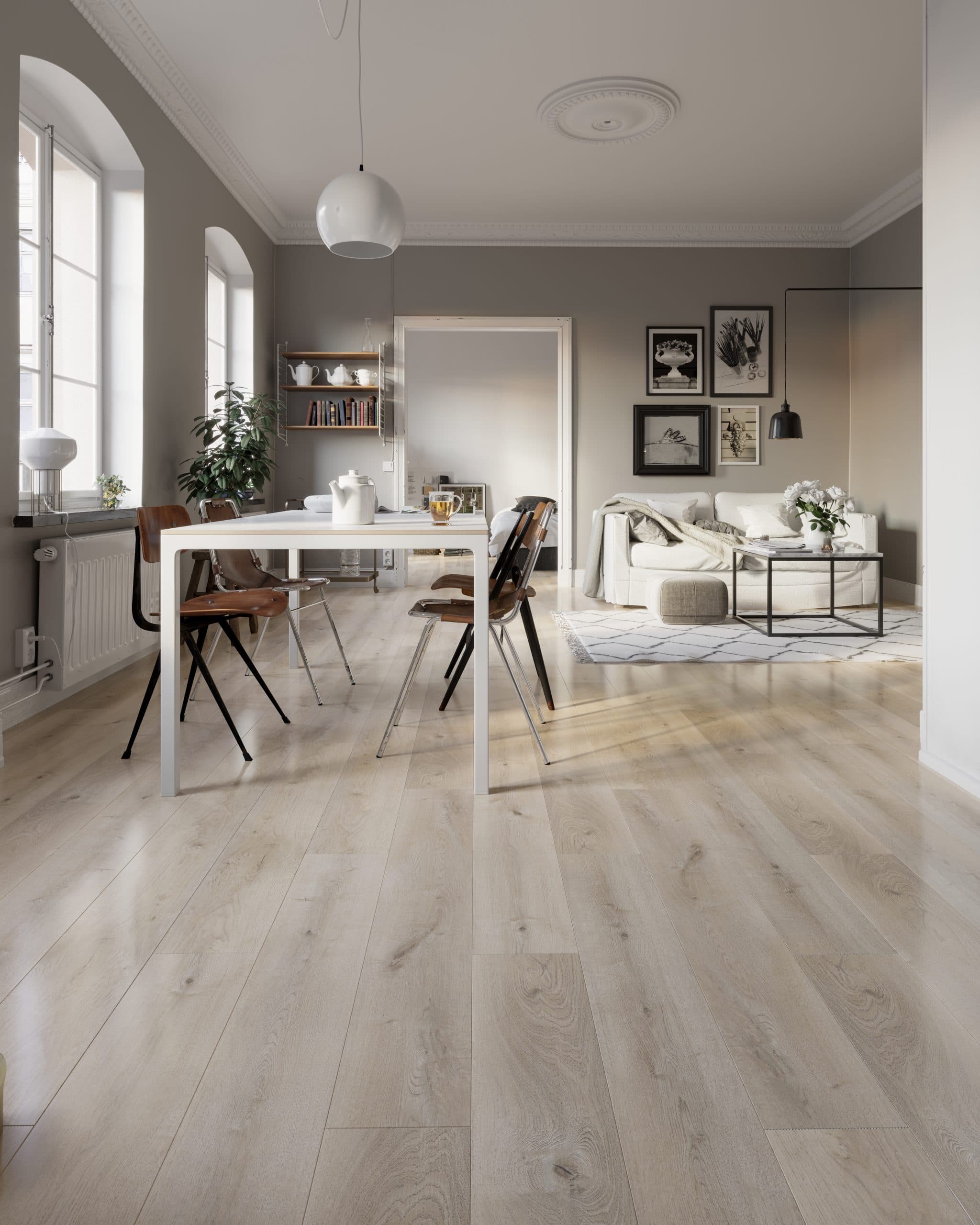 White Cliffs Premium Water-Resistant Laminate Flooring room scene - HomeLike looselay floating laminate rigid core SPC LVT vinyl plank flooring | 254 Floors Waco TX wholesale