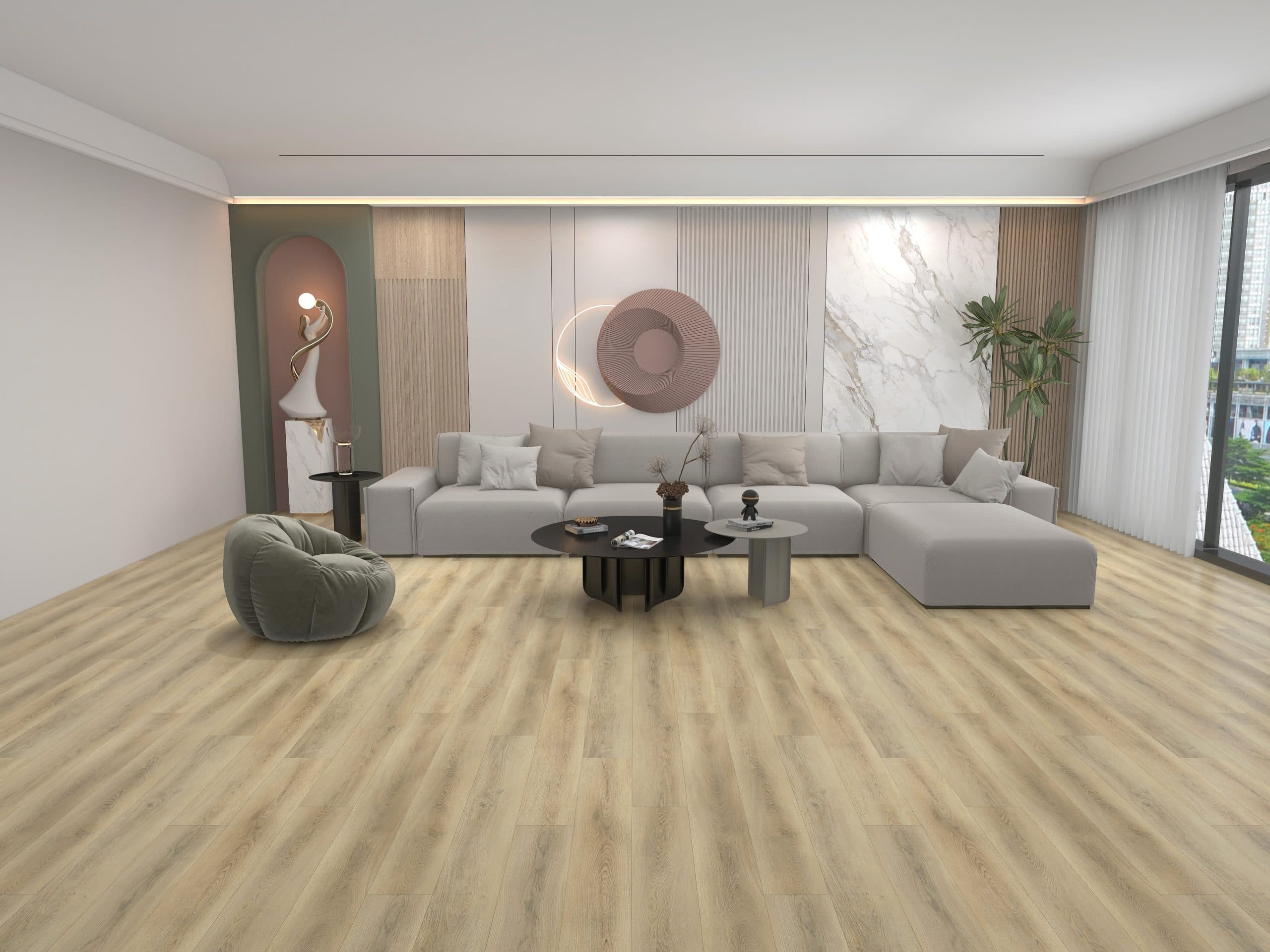 Beulah Valley Rigid Core Pro Wood Grain Flooring room scene - HomeLike looselay floating rigid core SPC LVT vinyl plank flooring | 254 Floors Waco TX wholesale