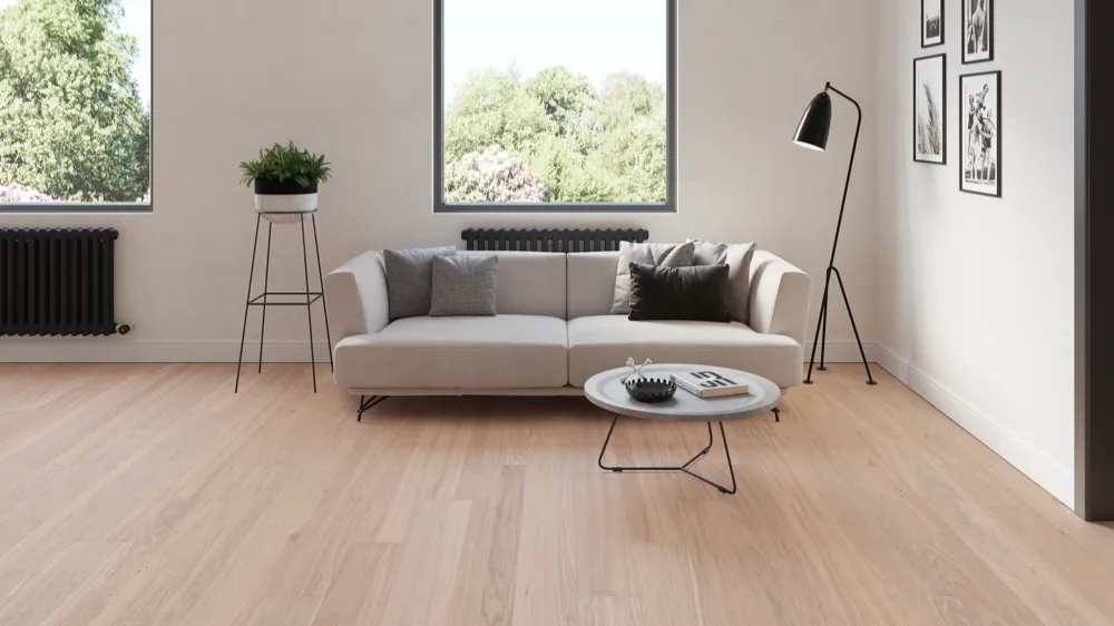 Bjelin Vista White Oak Hardened Engineered Wood Flooring installed room view