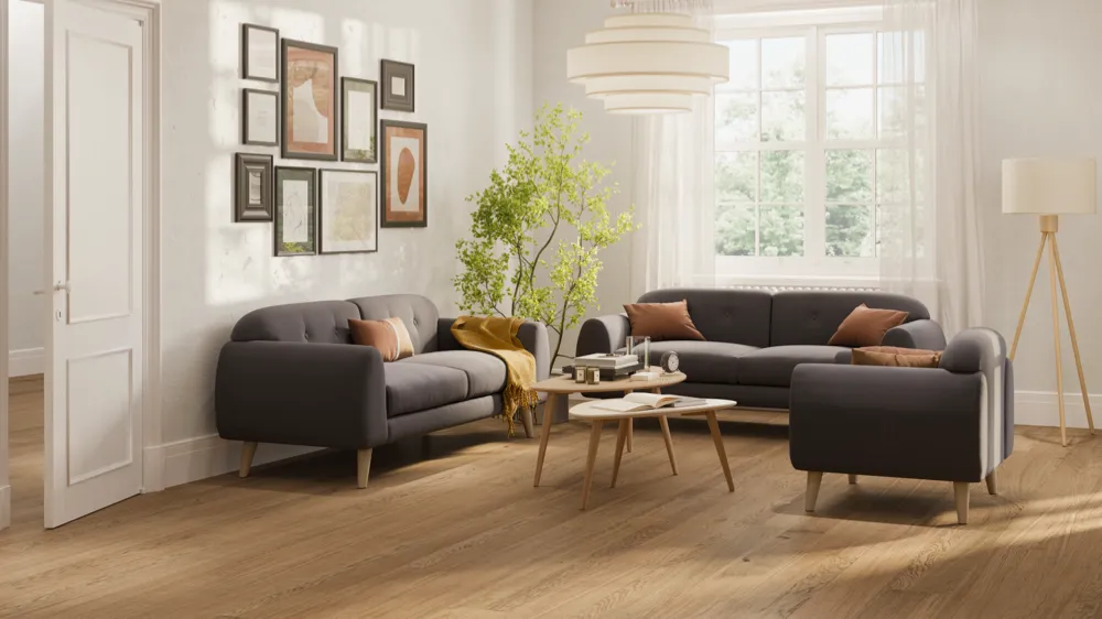 Bjelin Vista Brown Oak Hardened Engineered Wood Flooring installed room view