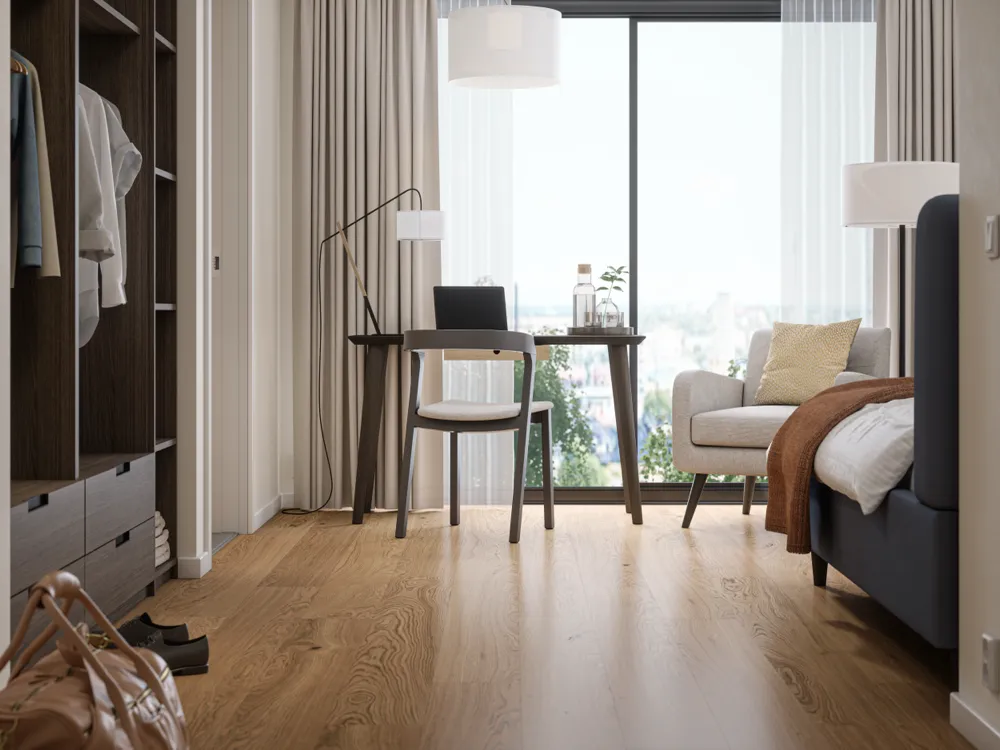Bjelin XL Granite Contrast Oak Hardened Engineered Wood Flooring installed room view