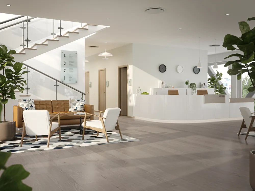 Bjelin XL Silver Contrast Oak Hardened Engineered Wood Flooring installed room view