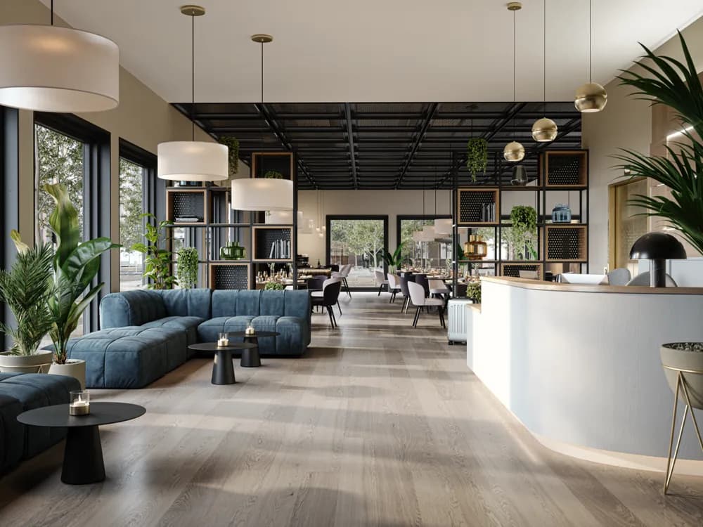 Bjelin XL Vapor Contrast Oak Hardened Engineered Wood Flooring installed room view