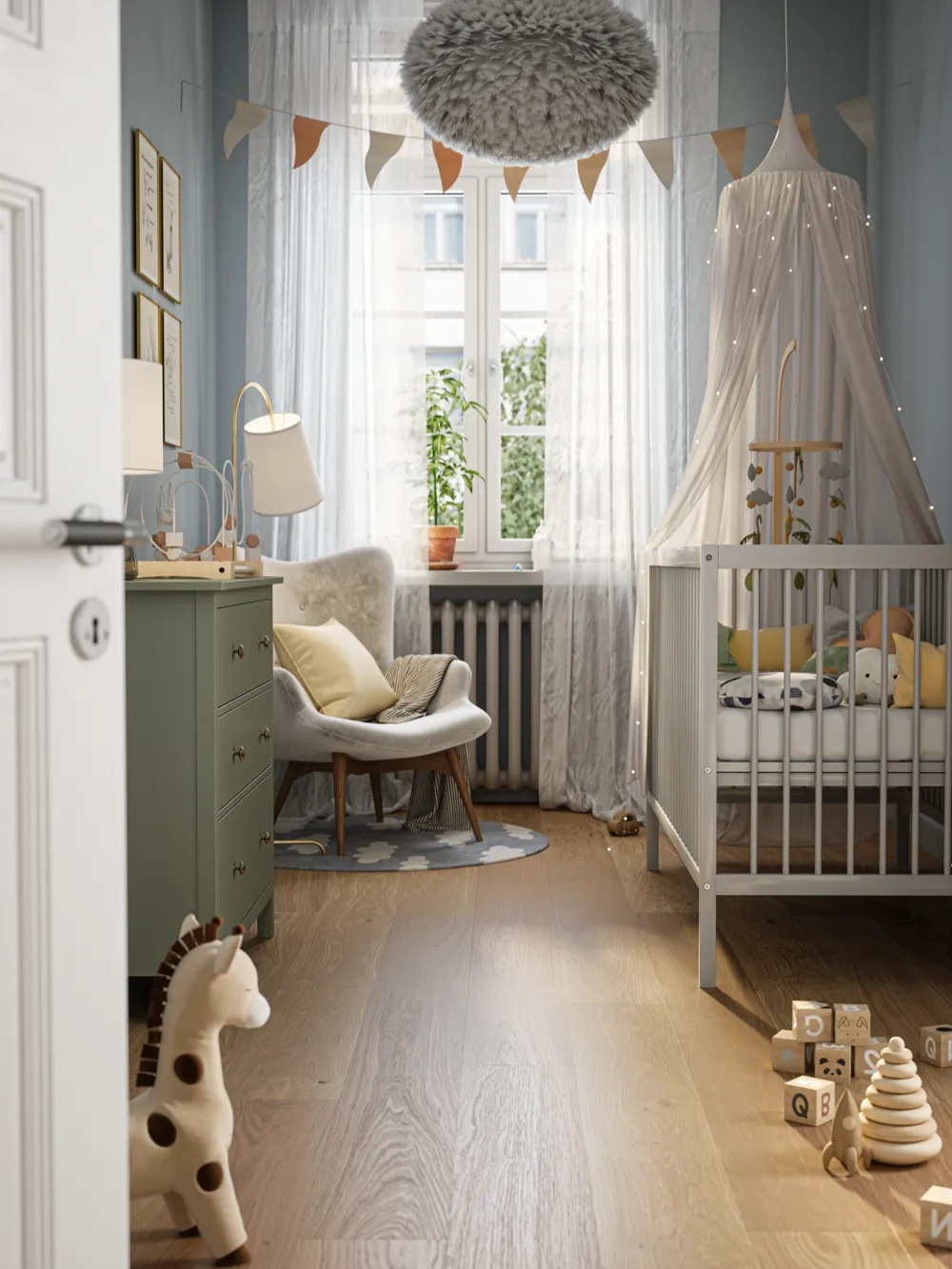 Bjelin XL Natural Oak Hardened Engineered Wood Flooring installed room view