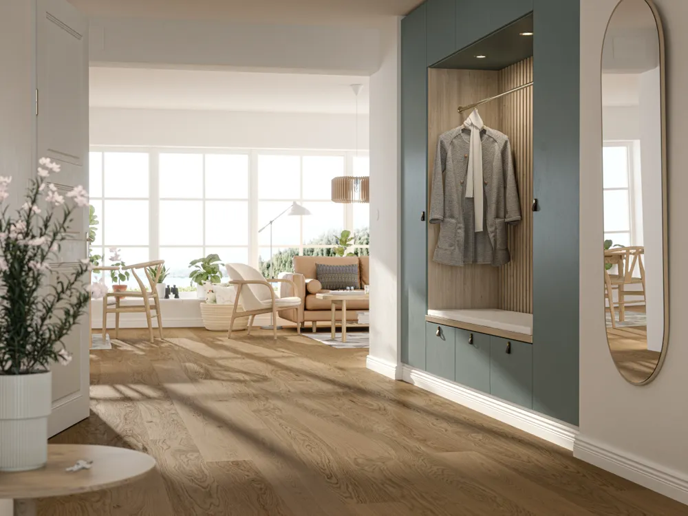 Bjelin XL Terra Brown Oak Hardened Engineered Wood Flooring installed room view