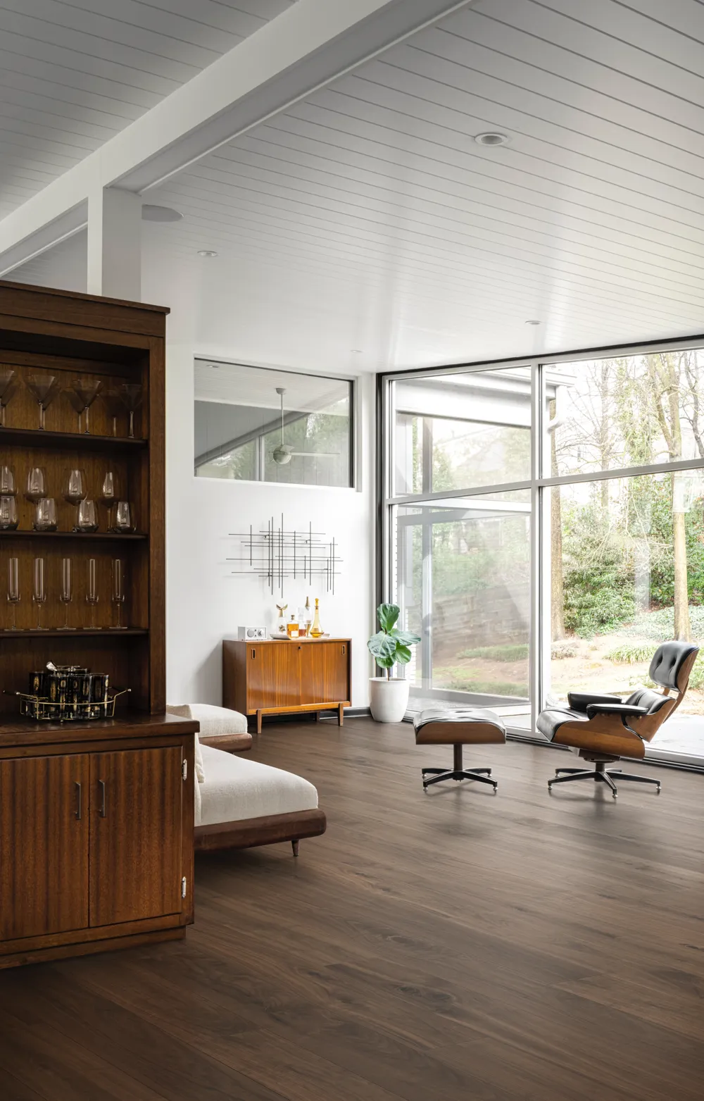 Bjelin XL Terra Brown Walnut Hardened Engineered Wood Flooring installed room view
