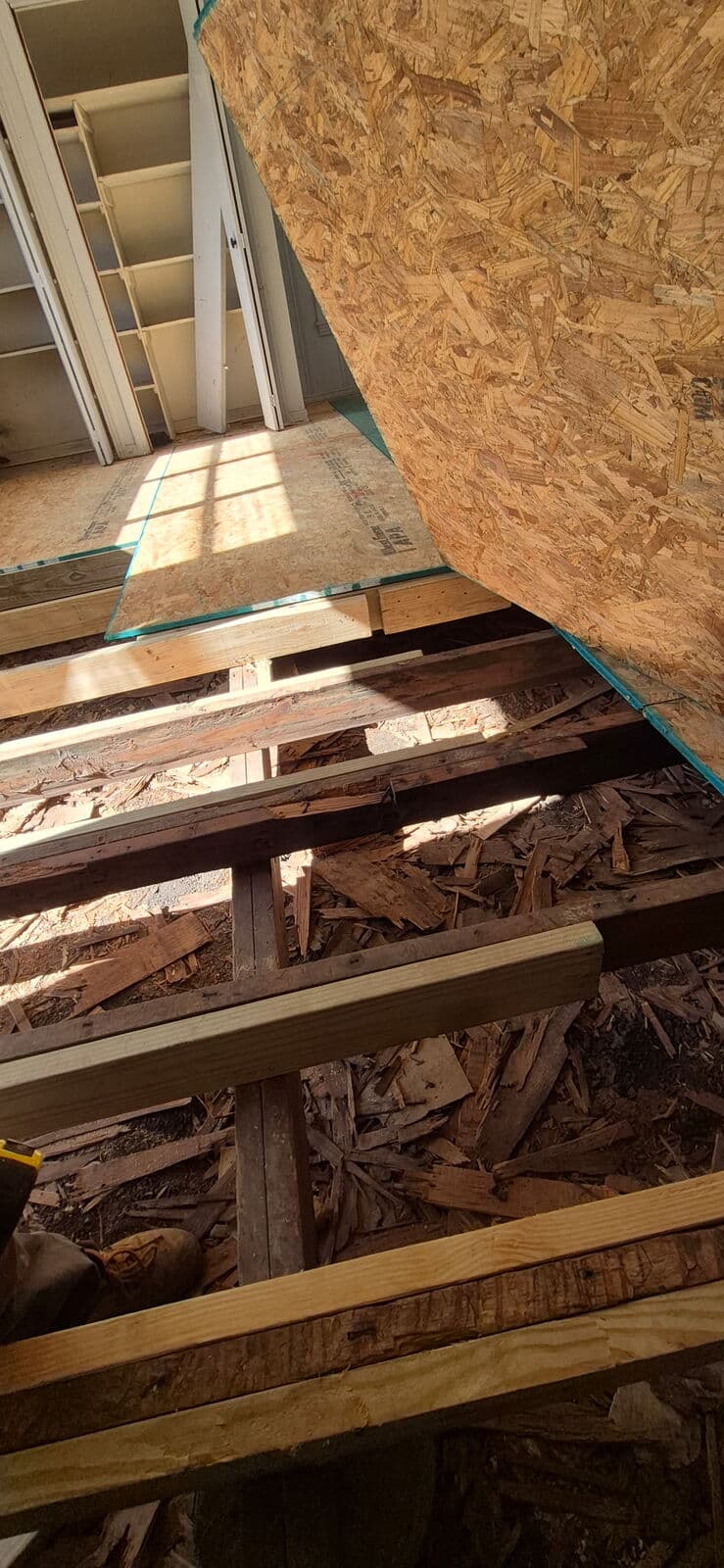 New OSB subfloor before the vinyl plank, Mart, TX