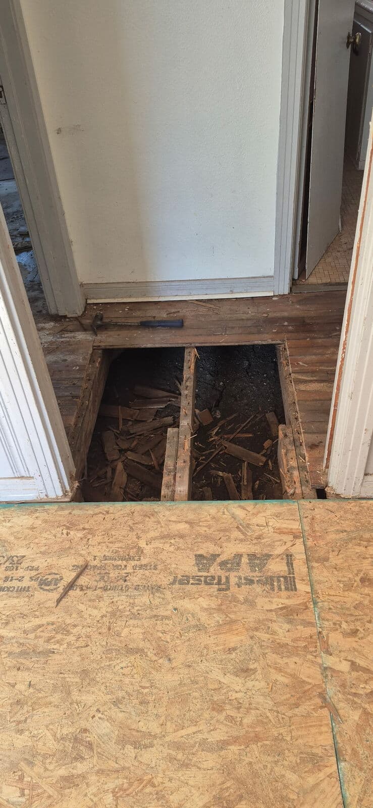 New OSB subfloor before the vinyl plank, Mart, TX