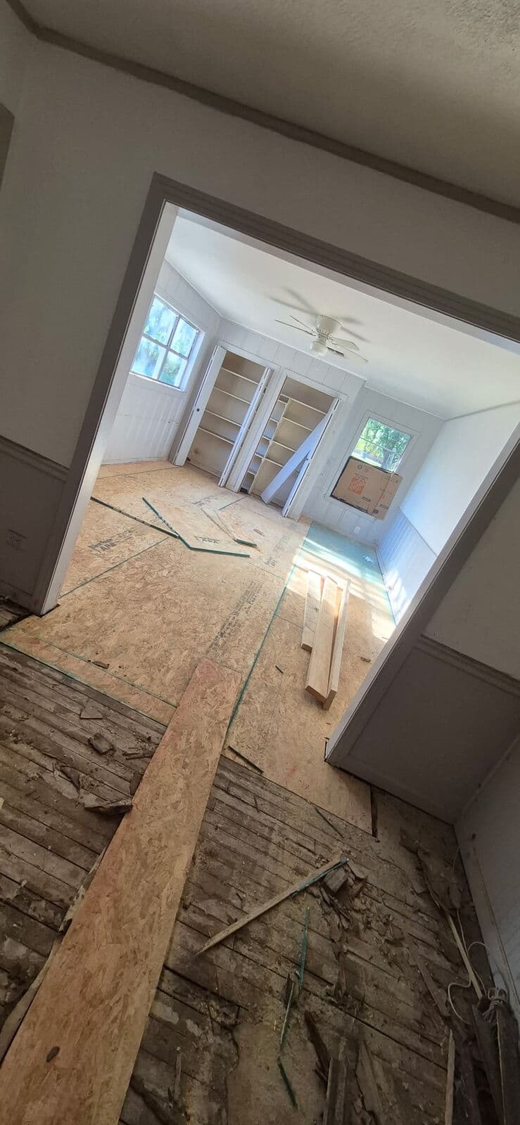 New OSB subfloor before the vinyl plank, Mart, TX
