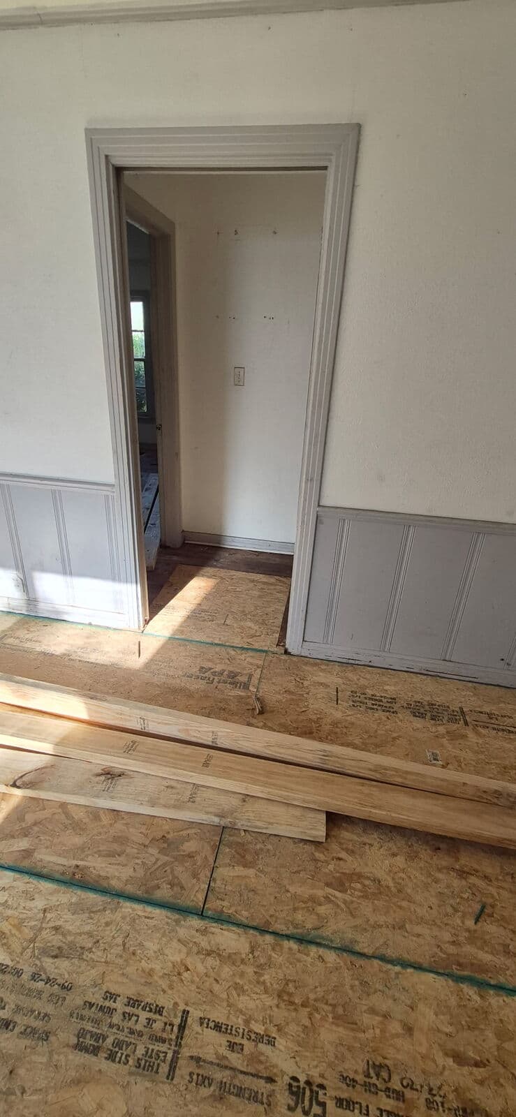 New OSB subfloor before the vinyl plank, Mart, TX