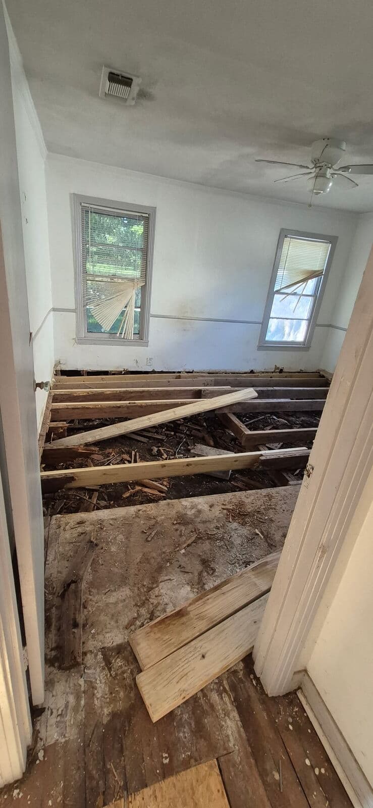 New OSB subfloor before the vinyl plank, Mart, TX