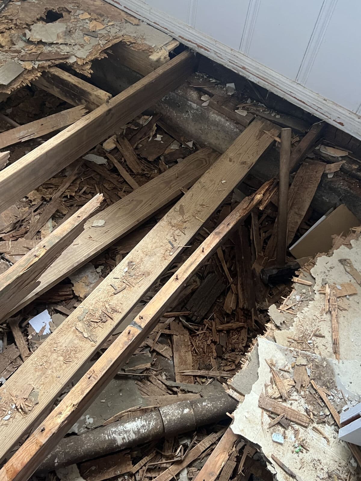 Before: rotted joists under the old floor, Mart, TX