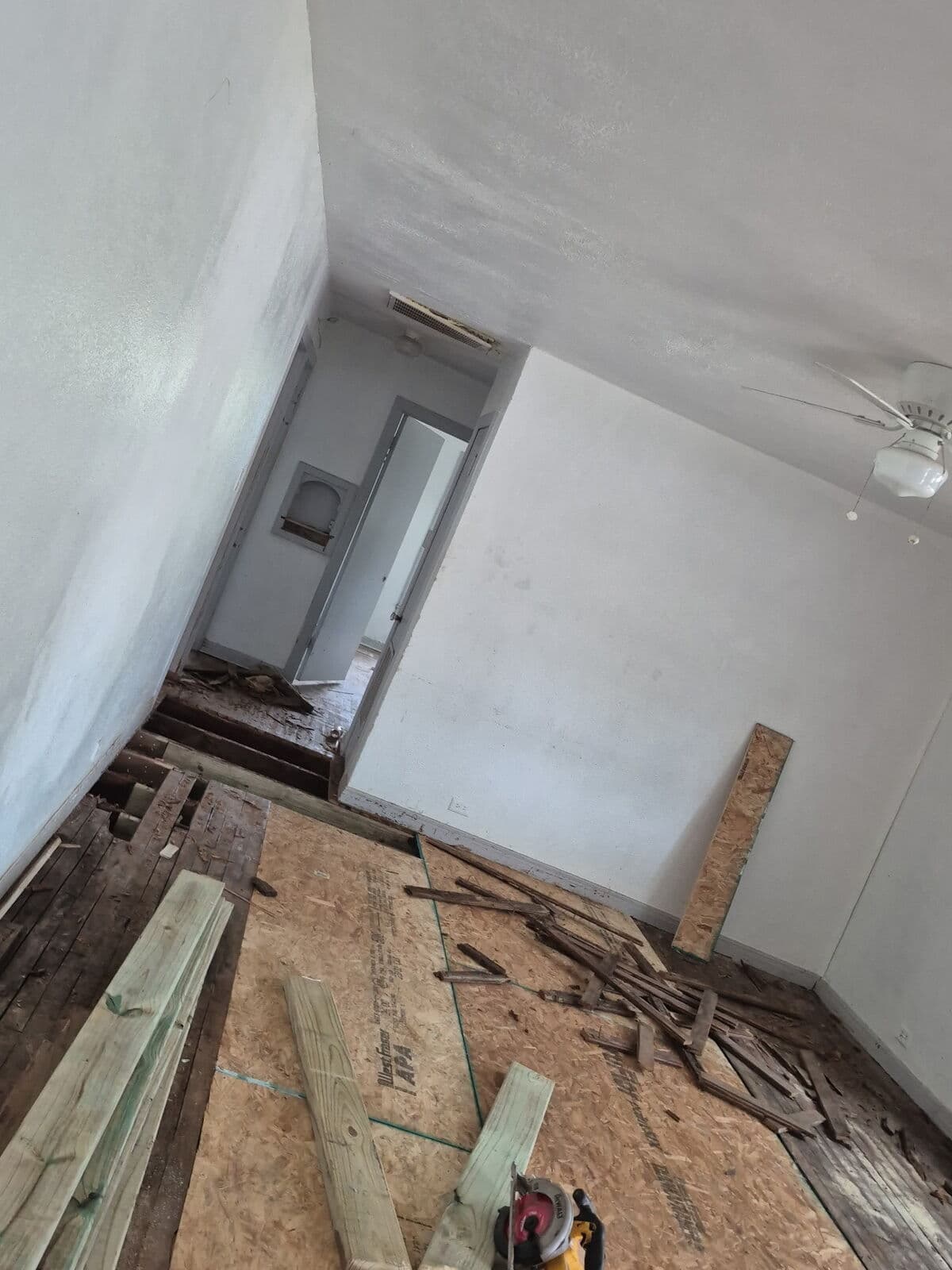 Before: rotted joists under the old floor, Mart, TX